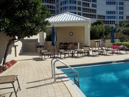 Swimming pool with lounge and bar area